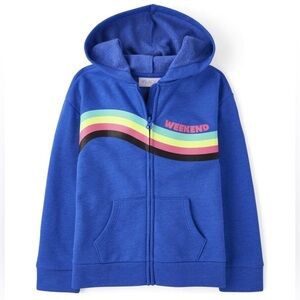 PLACE Girls Rainbow Weekend French Terry Zip-Up Hoodie size 16 XXL